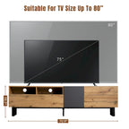 Meuble TV Wood+Grey 70,9 avec rangement et porte abattante pour TV jusqu'à 80