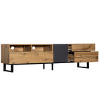 Meuble TV Wood+Grey 70,9 avec rangement et porte abattante pour TV jusqu'à 80