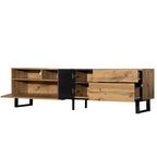 Meuble TV Wood+Grey 70,9 avec rangement et porte abattante pour TV jusqu'à 80