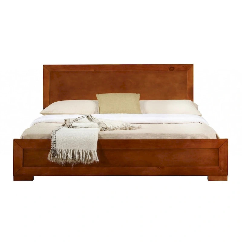 Cadre de lit Queen en bois brun