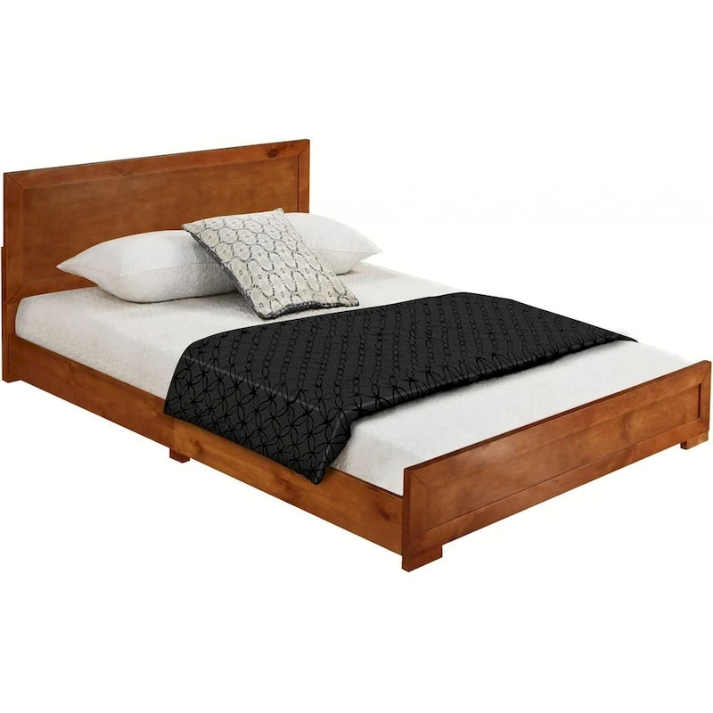 Cadre de lit Queen en bois brun