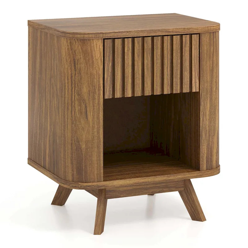 Lot de 1 ou 2 tables de chevet en bois (avec tiroir et étagère ouverte)