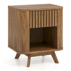 Lot de 1 ou 2 tables de chevet en bois (avec tiroir et étagère ouverte)