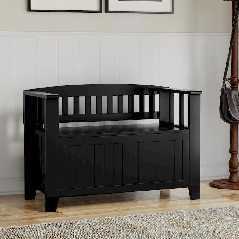 Banc de rangement transitionnel en bois massif de 36 po de largeur pour petite entrée - 36 pouces de large