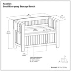 Banc de rangement transitionnel en bois massif de 36 po de largeur pour petite entrée - 36 pouces de large