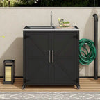 Évier de cuisine d'extérieur mobile, station évier de cuisine modulaire de patio avec armoire
