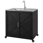 Évier de cuisine d'extérieur mobile, station évier de cuisine modulaire de patio avec armoire