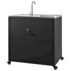 Évier de cuisine d'extérieur mobile, station évier de cuisine modulaire de patio avec armoire
