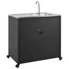 Évier de cuisine d'extérieur mobile, station évier de cuisine modulaire de patio avec armoire