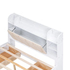 Lit plateforme avec tête de lit de rangement