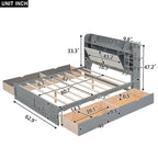Lit plateforme avec tête de lit de rangement