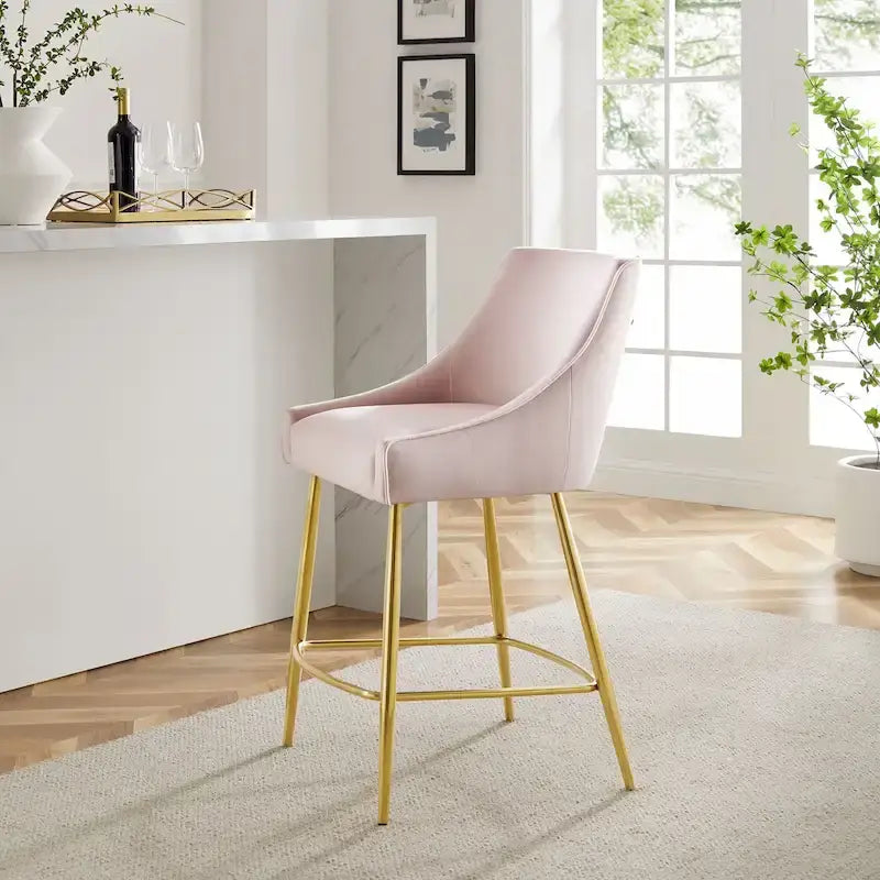 Tabouret de comptoir en velours haute performance
