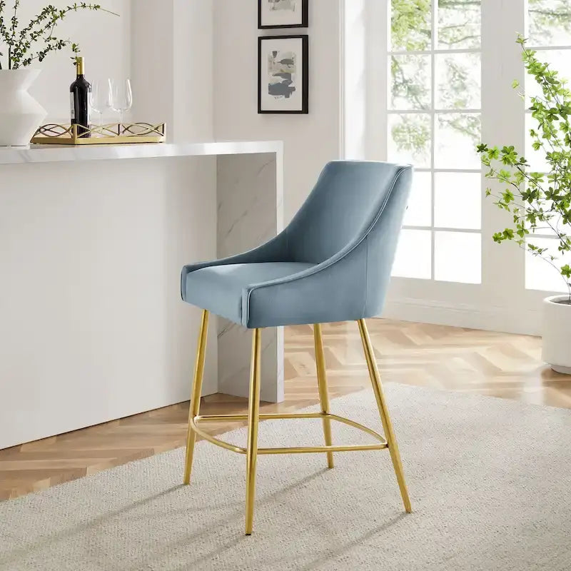 Tabouret de comptoir en velours haute performance