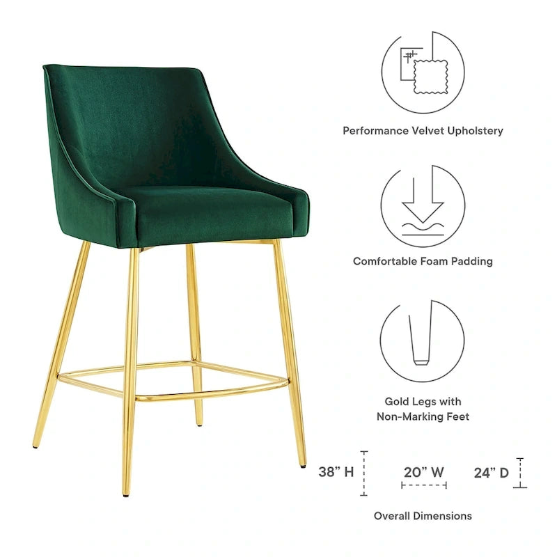 Tabouret de comptoir en velours haute performance