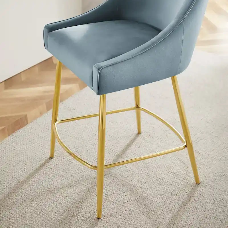 Tabouret de comptoir en velours haute performance
