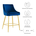 Tabouret de comptoir en velours haute performance