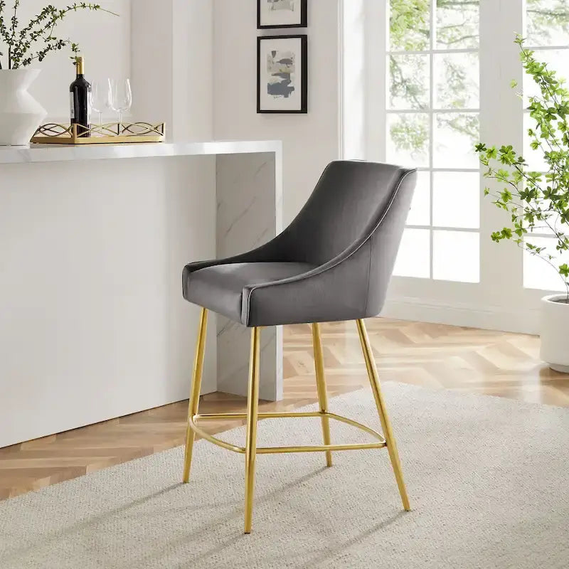 Tabouret de comptoir en velours haute performance