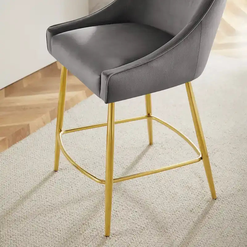 Tabouret de comptoir en velours haute performance