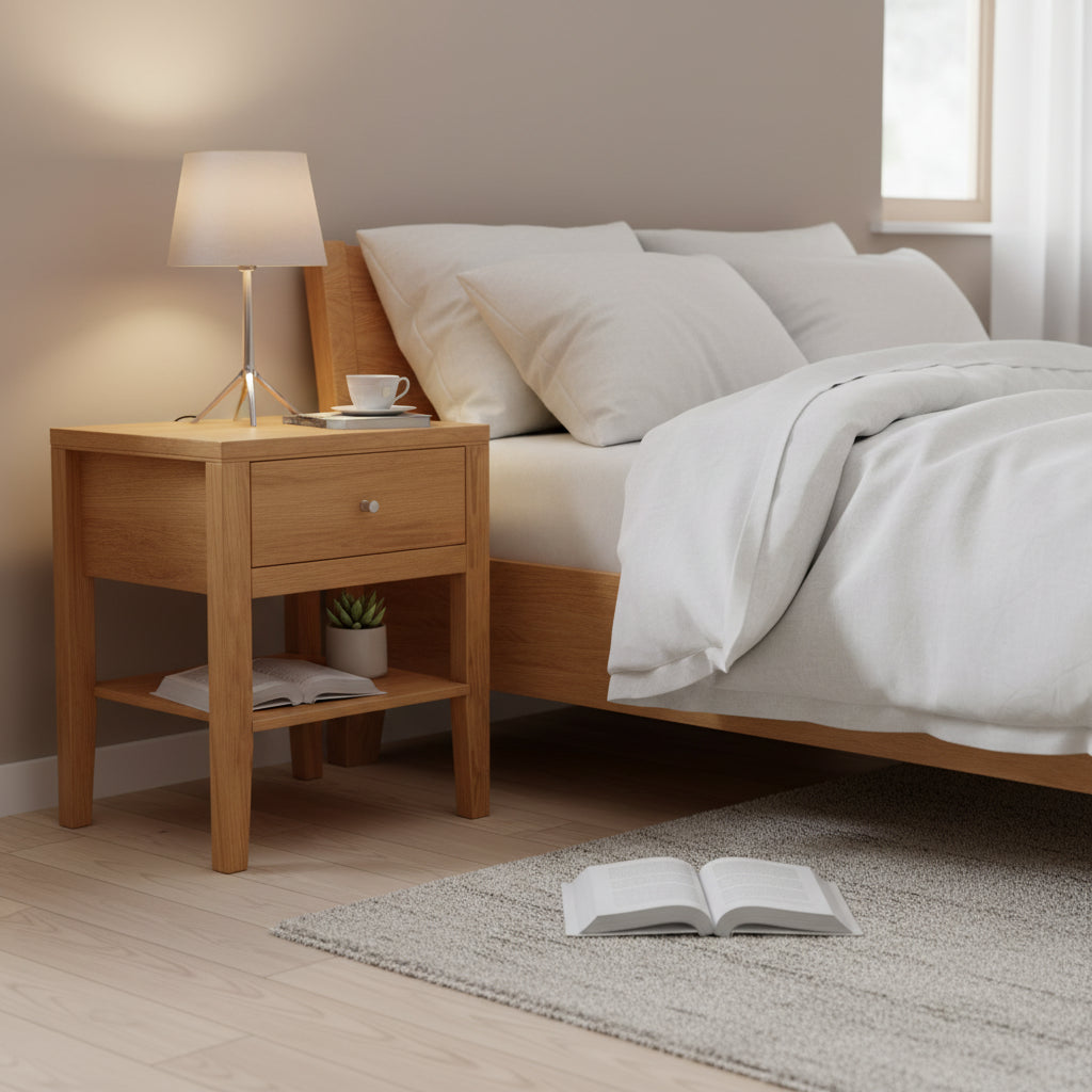 Larc Mid-Century Modern Solid Wood 1-Drawer Nightstand by Furniture of America