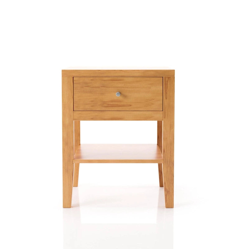 Table de chevet à un tiroir en bois massif de style Mid-Century Modern