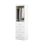 Armoire 25" avec portes et tiroirs | Blanc / Antigua / Gris écorce | Assemblage par 2 personnes