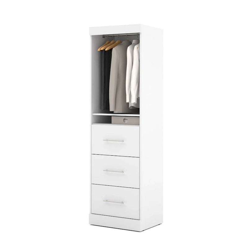 Armoire 25" avec portes et tiroirs | Blanc / Antigua / Gris écorce | Assemblage par 2 personnes