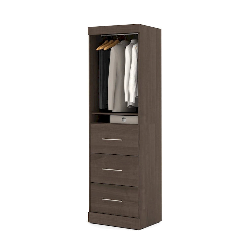 Armoire 25" avec portes et tiroirs | Blanc / Antigua / Gris écorce | Assemblage par 2 personnes