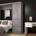 Armoire 25" avec portes et tiroirs | Blanc / Antigua / Gris écorce | Assemblage par 2 personnes