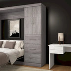Armoire 25" avec portes et tiroirs | Blanc / Antigua / Gris écorce | Assemblage par 2 personnes