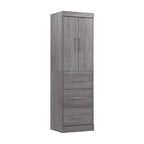 Armoire 25" avec portes et tiroirs | Blanc / Antigua / Gris écorce | Assemblage par 2 personnes