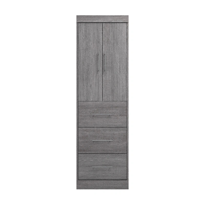 Armoire 25" avec portes et tiroirs | Blanc / Antigua / Gris écorce | Assemblage par 2 personnes