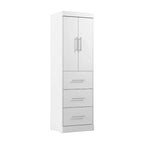 Armoire 25" avec portes et tiroirs | Blanc / Antigua / Gris écorce | Assemblage par 2 personnes