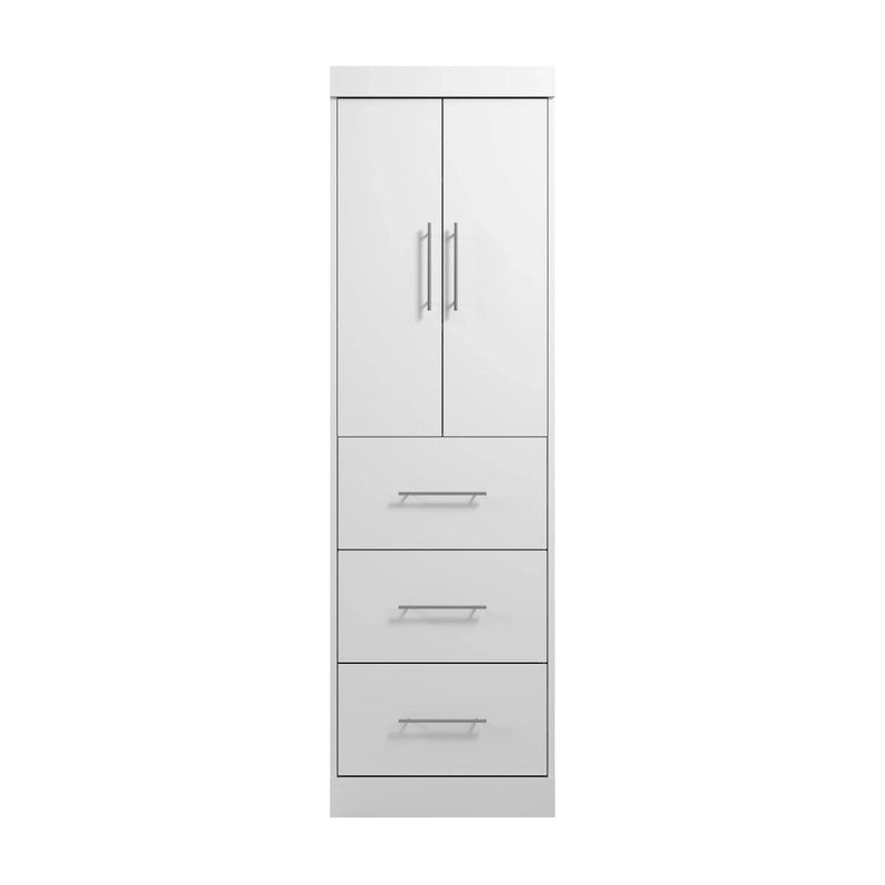 Armoire 25" avec portes et tiroirs | Blanc / Antigua / Gris écorce | Assemblage par 2 personnes