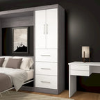 Armoire 25" avec portes et tiroirs | Blanc / Antigua / Gris écorce | Assemblage par 2 personnes