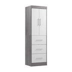 Armoire 25" avec portes et tiroirs | Blanc / Antigua / Gris écorce | Assemblage par 2 personnes