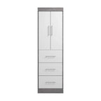 Armoire 25" avec portes et tiroirs | Blanc / Antigua / Gris écorce | Assemblage par 2 personnes