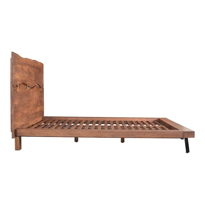 Lit plateforme en bois d'acacia rustique brun