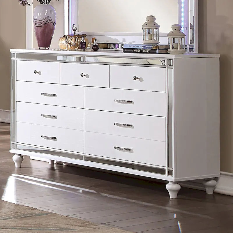 Ensemble deux pièces de style moderne : commode à 7 tiroirs et miroir