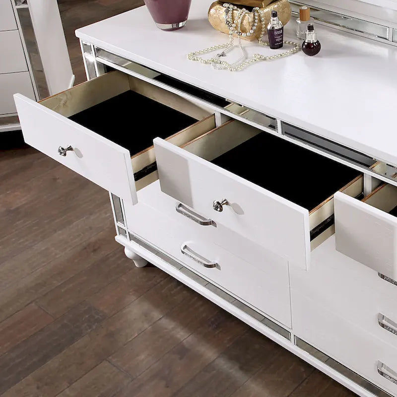 Ensemble deux pièces de style moderne : commode à 7 tiroirs et miroir