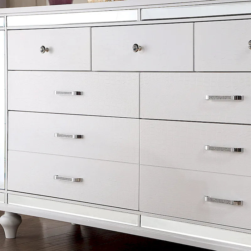 Ensemble deux pièces de style moderne : commode à 7 tiroirs et miroir