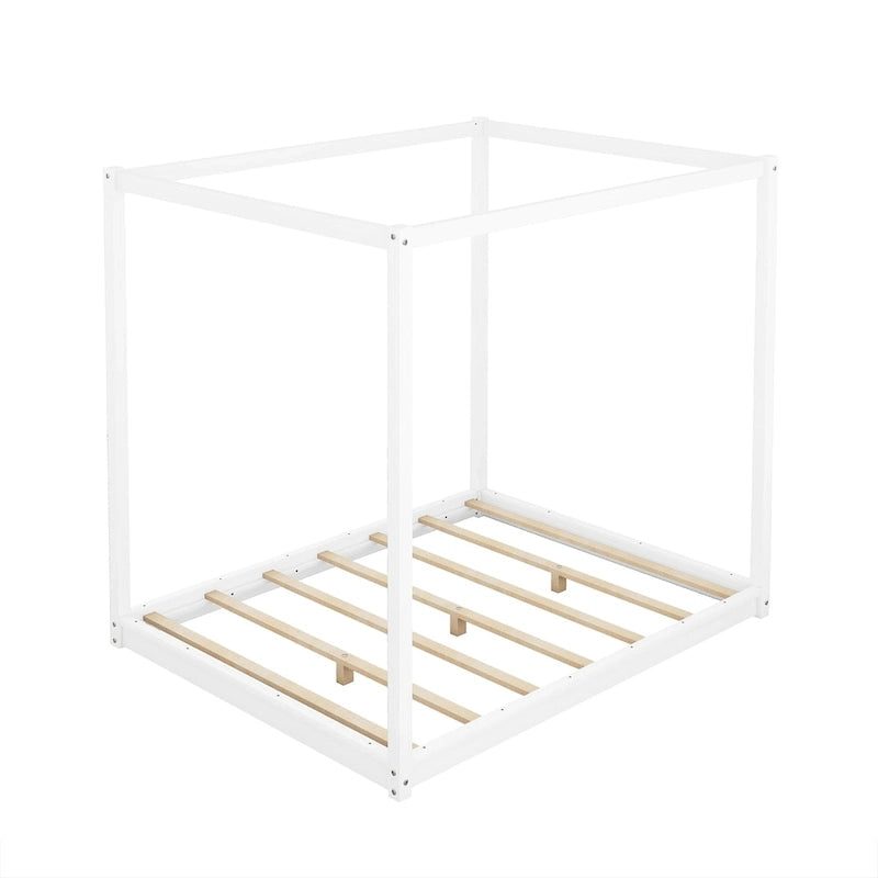Lit plateforme à baldaquin avec pieds de support