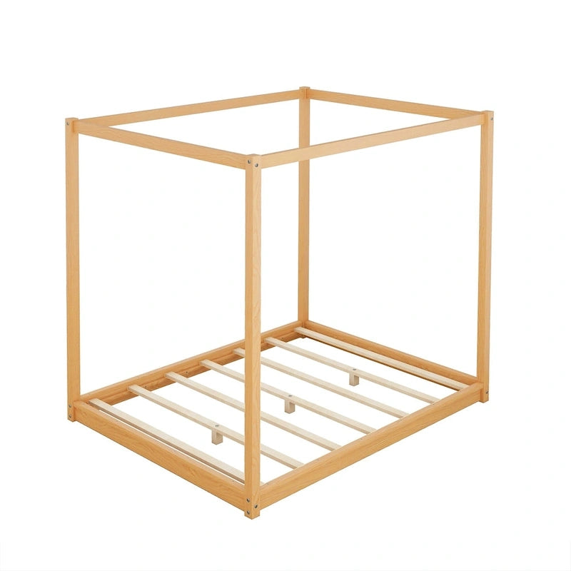 Lit plateforme à baldaquin avec pieds de support
