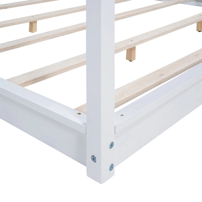 Lit plateforme à baldaquin avec pieds de support