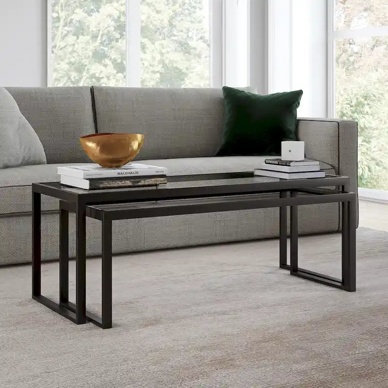 Table basse gigogne en bronze noirci