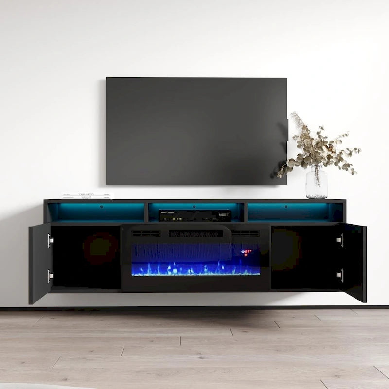 Cheminée électrique murale moderne Meuble TV 63