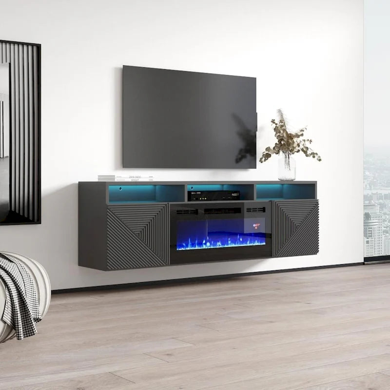 Cheminée électrique murale moderne Meuble TV 63
