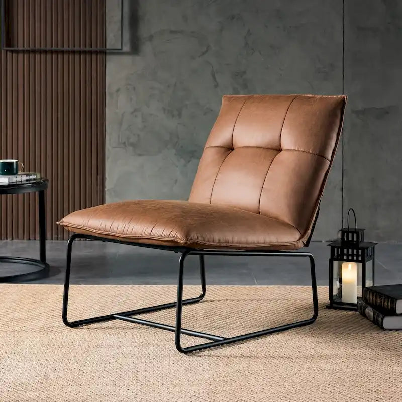 Chaise d'appoint sans accoudoirs en suédine style Mid-Century