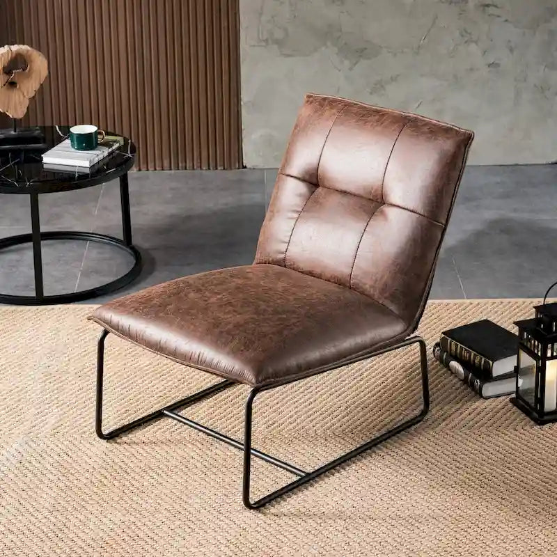 Chaise d'appoint sans accoudoirs en suédine style Mid-Century