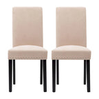 Chaises de salle à manger Parsons en tissu avec garniture cloutée en éponge, lot de 2