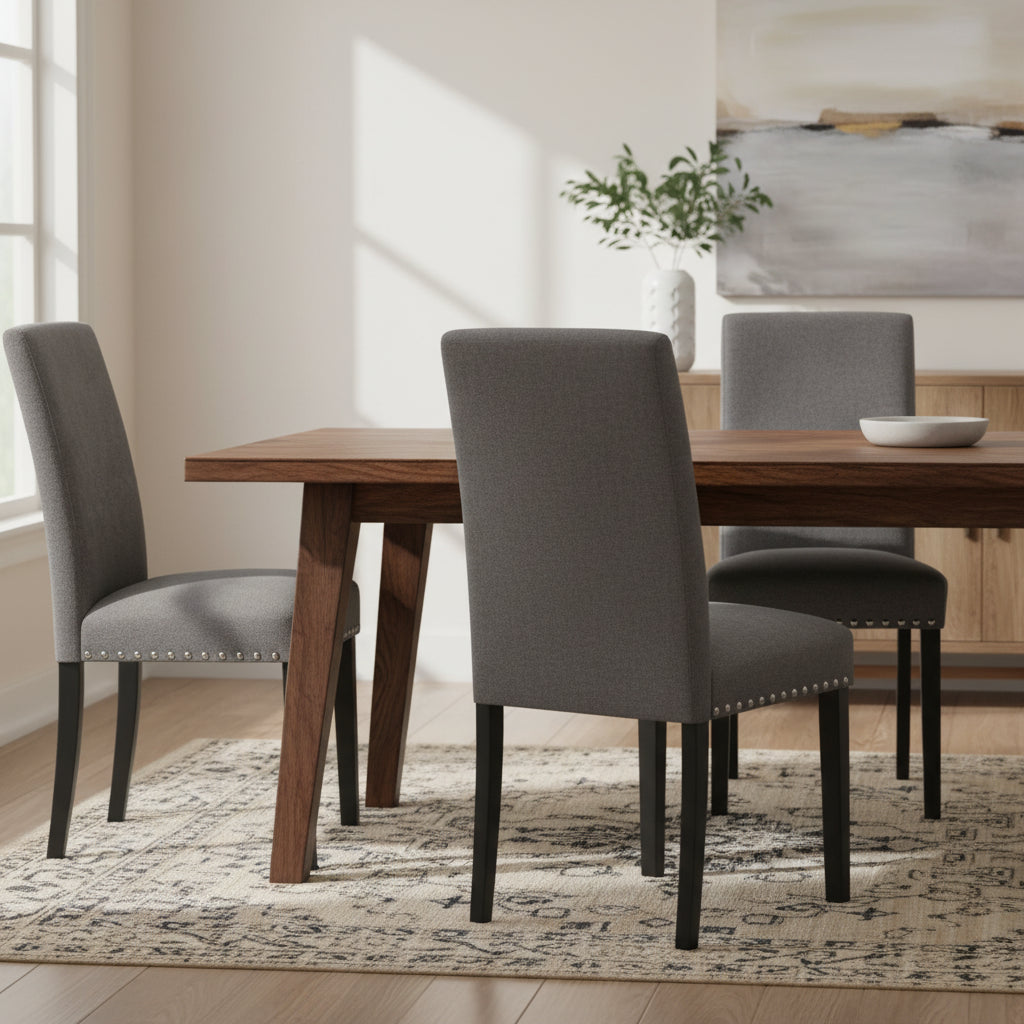 Chaises de salle à manger Parsons en tissu avec garniture cloutée en éponge, lot de 2